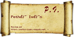 Pethő Iván névjegykártya